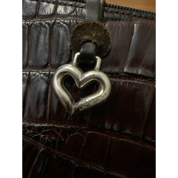Brighton Vintage Brown Croc Embossed Leather Shoulder Bag Purse - Picture 11 of 16
